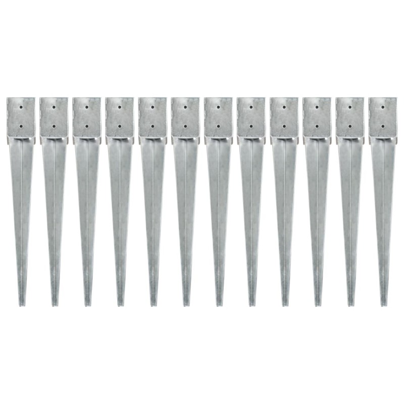 vidaXL Picas de tierra 12 uds acero galvanizado plateado 10x10x76 cm vidaXL Picas de tierra 12 uds acero galvanizado plateado 10x10x76 cm