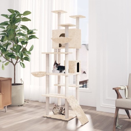 vidaXL Rascador para gatos con postes de sisal crema 191 cm