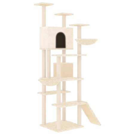 vidaXL Rascador para gatos con postes de sisal crema 191 cm