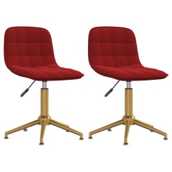 vidaXL Sillas de comedor giratorias 2 unidades terciopelo rojo tinto
