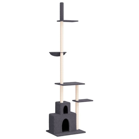 vidaXL Árbol rascador gatos suelo a techo gris oscuro 250,5-276,5 cm