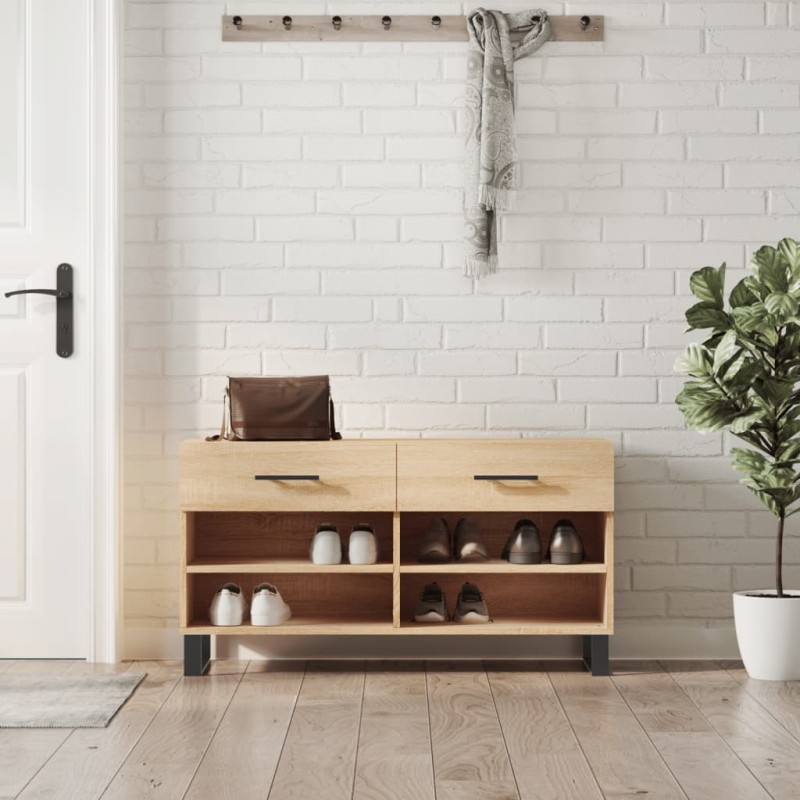 vidaXL Banco zapatero madera de ingeniería roble Sonoma 102x35x55 cm vidaXL Banco zapatero madera de ingeniería roble Sonoma 102x35x55 cm