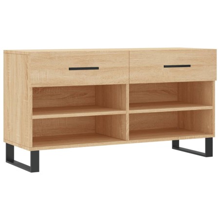 vidaXL Banco zapatero madera de ingeniería roble Sonoma 102x35x55 cm