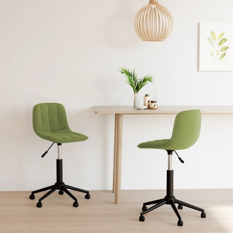 vidaXL Sillas de comedor giratorias 2 uds de terciopelo verde claro vidaXL Sillas de comedor giratorias 2 uds de terciopelo verde claro