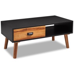 vidaXL Mesa de centro de madera de acacia maciza 90x50x40 cm