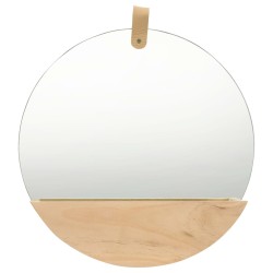 vidaXL Espejo de pared de madera maciza de pino 35 cm