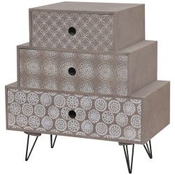 vidaXL Mesita de noche escalonada 3 cajones gris y marrón