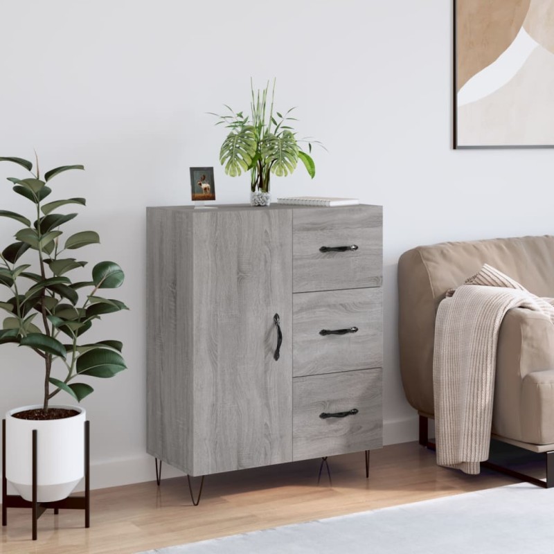 vidaXL Aparador de madera de ingeniería gris Sonoma 69,5x34x90 cm