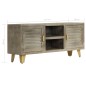 vidaXL Mueble TV de madera de mango maciza gris y latón 110x30x48 cm vidaXL Mueble TV de madera de mango maciza gris y latón 110x30x48 cm