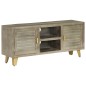 vidaXL Mueble TV de madera de mango maciza gris y latón 110x30x48 cm vidaXL Mueble TV de madera de mango maciza gris y latón 110x30x48 cm