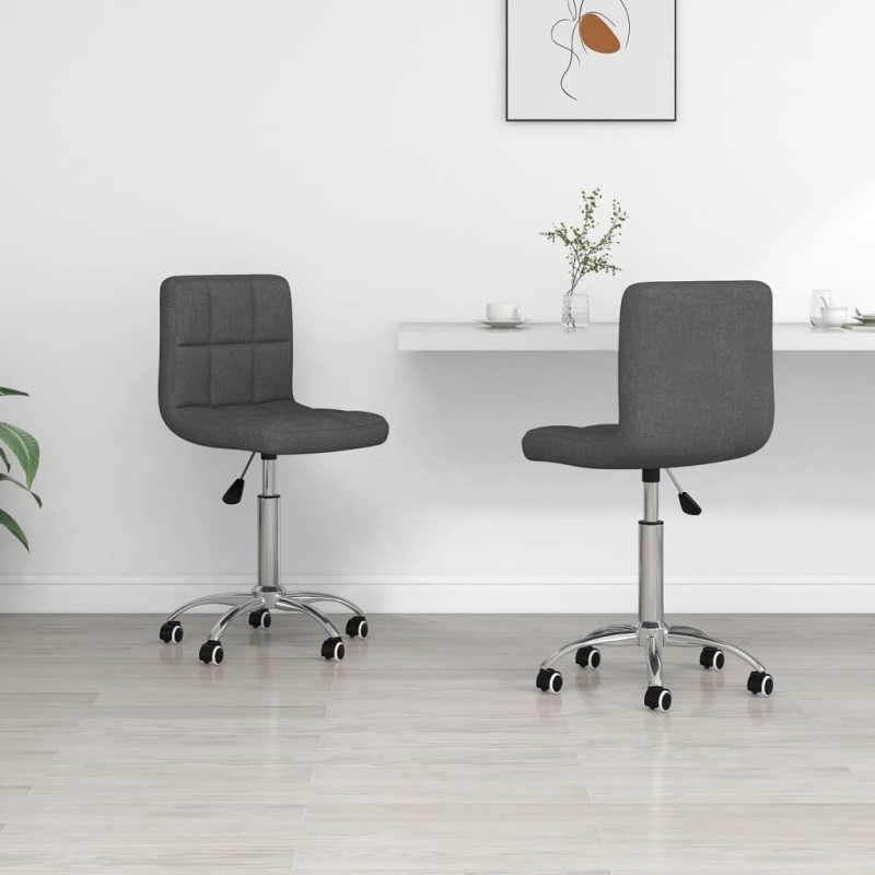 vidaXL Sillas de comedor giratorias 2 unidades tela gris oscuro vidaXL Sillas de comedor giratorias 2 unidades tela gris oscuro