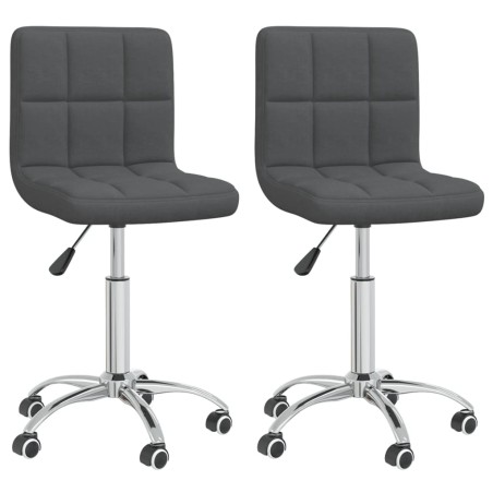 vidaXL Sillas de comedor giratorias 2 unidades tela gris oscuro