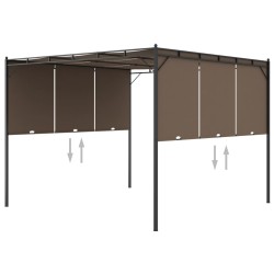 vidaXL Cenador de jardín con cortina lateral gris taupe 3x3x2,25 m