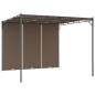 vidaXL Cenador de jardín con cortina lateral gris taupe 3x3x2,25 m vidaXL Cenador de jardín con cortina lateral gris taupe 3x3x2,25 m