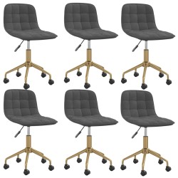 vidaXL Sillas de comedor giratorias 6 unidades terciopelo gris oscuro