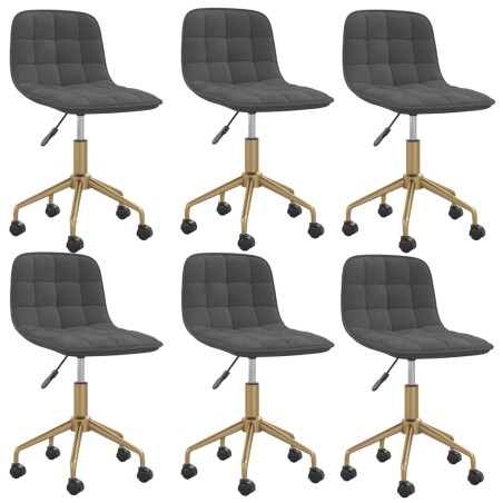vidaXL Sillas de comedor giratorias 6 unidades terciopelo gris oscuro