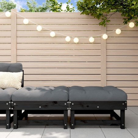 vidaXL Taburetes de jardín con cojines 2 uds madera maciza pino negro