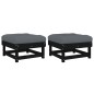vidaXL Taburetes de jardín con cojines 2 uds madera maciza pino negro vidaXL Taburetes de jardín con cojines 2 uds madera maciza pino negro