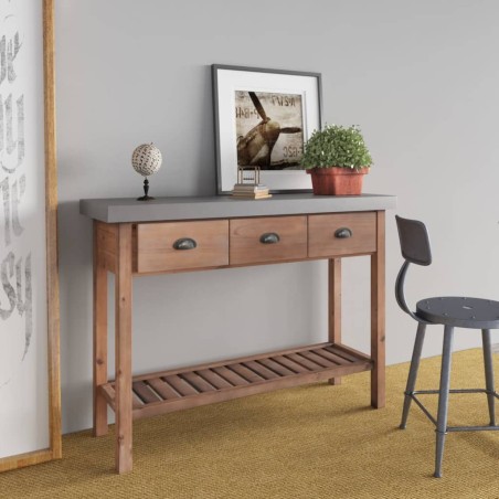 vidaXL Mesa consola de madera maciza de abeto 110x35x80 cm