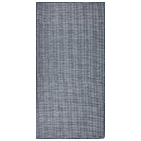 vidaXL Alfombra de exterior de tejido plano azul 100x200 cm