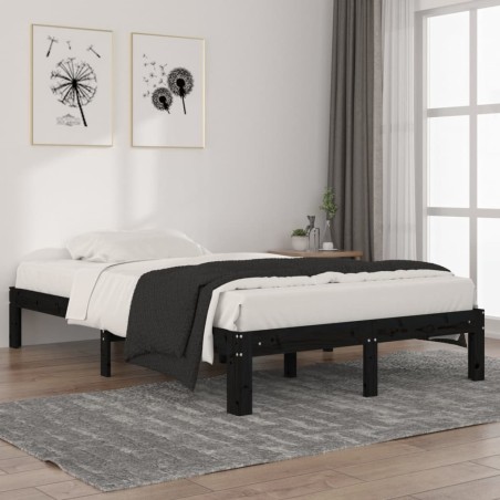 vidaXL Estructura de cama madera maciza de pino negro 120x200 cm
