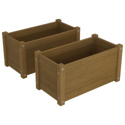 vidaXL Jardineras 2 uds madera maciza de pino marrón miel 60x31x31 cm
