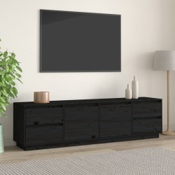 vidaXL Mueble de TV madera maciza de pino negro 176x37x47,5 cm