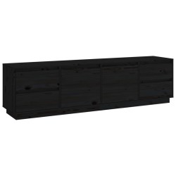 vidaXL Mueble de TV madera maciza de pino negro 176x37x47,5 cm