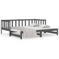 vidaXL Sofá cama extraíble madera maciza de pino gris 2x(90x190) cm