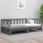 vidaXL Sofá cama extraíble madera maciza de pino gris 2x(90x190) cm