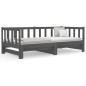 vidaXL Sofá cama extraíble madera maciza de pino gris 2x(90x190) cm