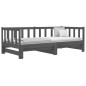 vidaXL Sofá cama extraíble madera maciza de pino gris 2x(90x190) cm
