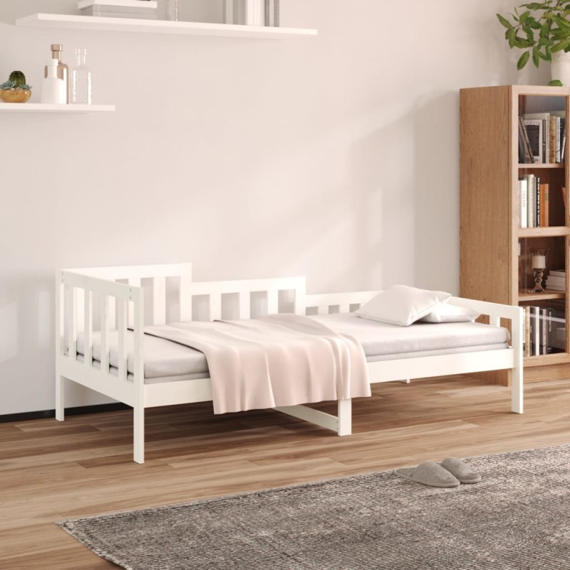 vidaXL Sofá cama madera maciza de pino blanco 90x190 cm vidaXL Sofá cama madera maciza de pino blanco 90x190 cm