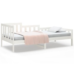 vidaXL Sofá cama madera maciza de pino blanco 90x190 cm