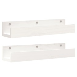vidaXL Estantes de pared 2 uds madera maciza de pino blanco 50x12x9 cm