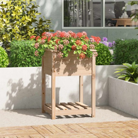 vidaXL Jardinera con estante de madera maciza de pino 54x54x81 cm