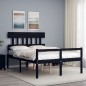vidaXL Cama para personas mayores con cabecero madera maciza negro