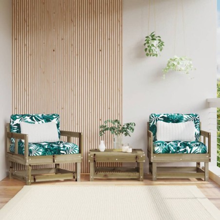vidaXL Sillones de jardín con cojines 2 uds madera de pino impregnada
