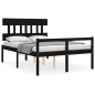 vidaXL Cama para personas mayores con cabecero madera maciza negro