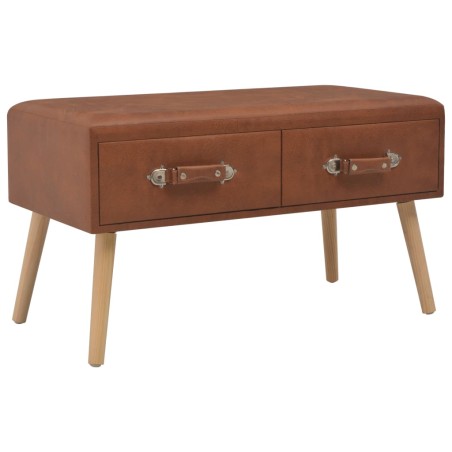 vidaXL Mesa de centro de cuero sintético marrón 80x40x46 cm 