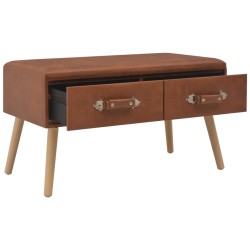 vidaXL Mesa de centro de cuero sintético marrón 80x40x46 cm 
