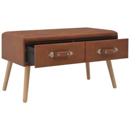 vidaXL Mesa de centro de cuero sintético marrón 80x40x46 cm 