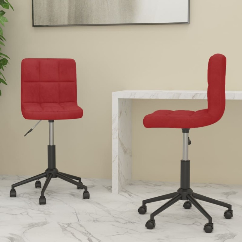 vidaXL Sillas de comedor giratorias 2 uds terciopelo rojo tinto