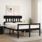 vidaXL Cama para personas mayores con cabecero madera maciza negro