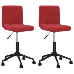 vidaXL Sillas de comedor giratorias 2 uds terciopelo rojo tinto