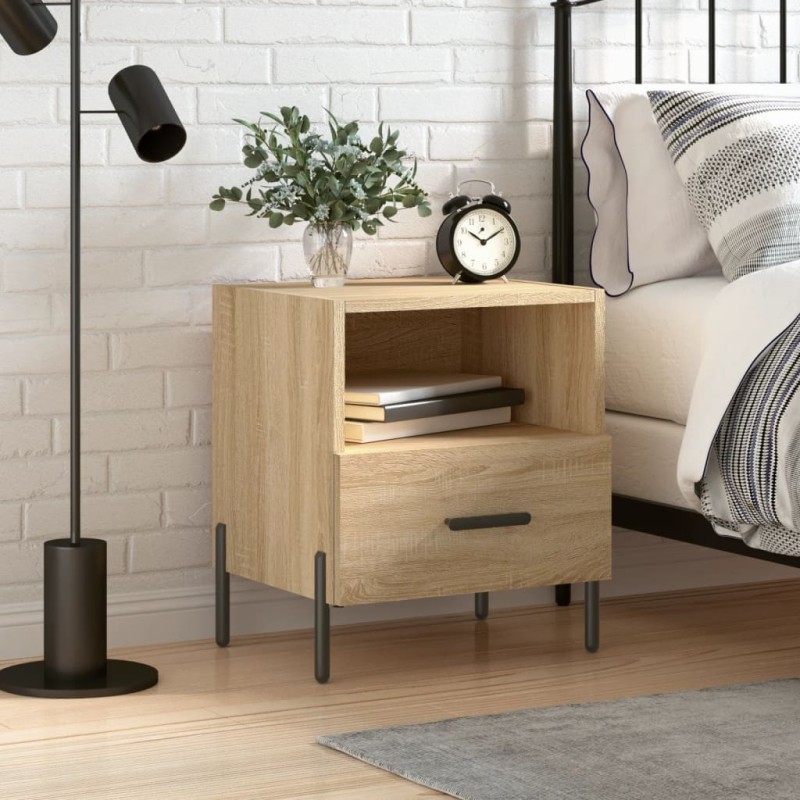 vidaXL Mesita de noche madera de ingeniería roble Sonoma 40x35x47,5 cm vidaXL Mesita de noche madera de ingeniería roble Sonoma 40x35x47,5 cm