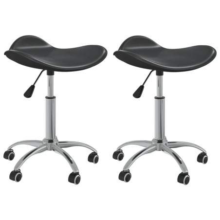 vidaXL Sillas de comedor giratorias 2 unidades cuero sintético negro