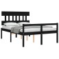 vidaXL Cama para personas mayores con cabecero madera maciza negro