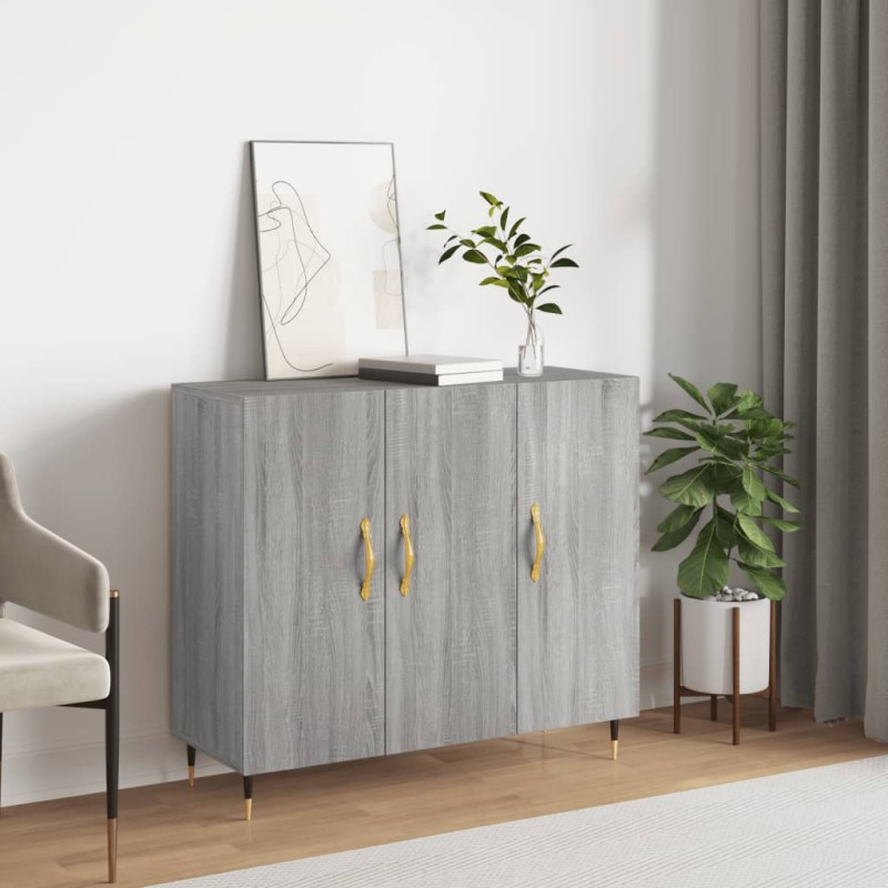 vidaXL Aparador de madera de ingeniería gris Sonoma 90x34x80 cm vidaXL Aparador de madera de ingeniería gris Sonoma 90x34x80 cm