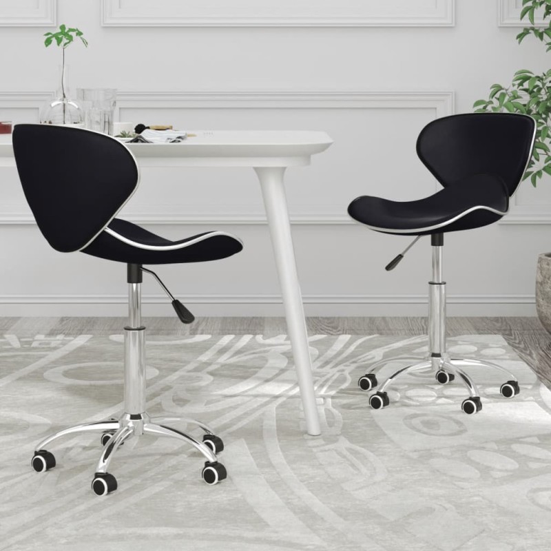vidaXL Sillas de comedor giratorias 2 unidades cuero sintético negro vidaXL Sillas de comedor giratorias 2 unidades cuero sintético negro